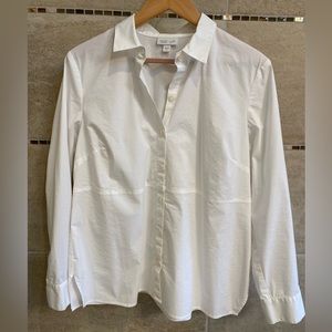 J Jill White Shirt Collection, long sleeve white collared shirt, size M